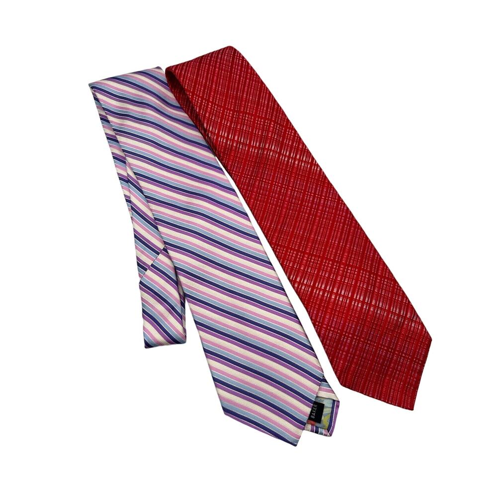 Set 2 Ted Baker London Silk Ties Dress Formal Purple Red Floral Designer